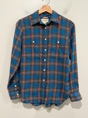 RL DENIM & SUPPLY RL Utility Plaid Button Up Shirt Linen Cotton Blend Size Small